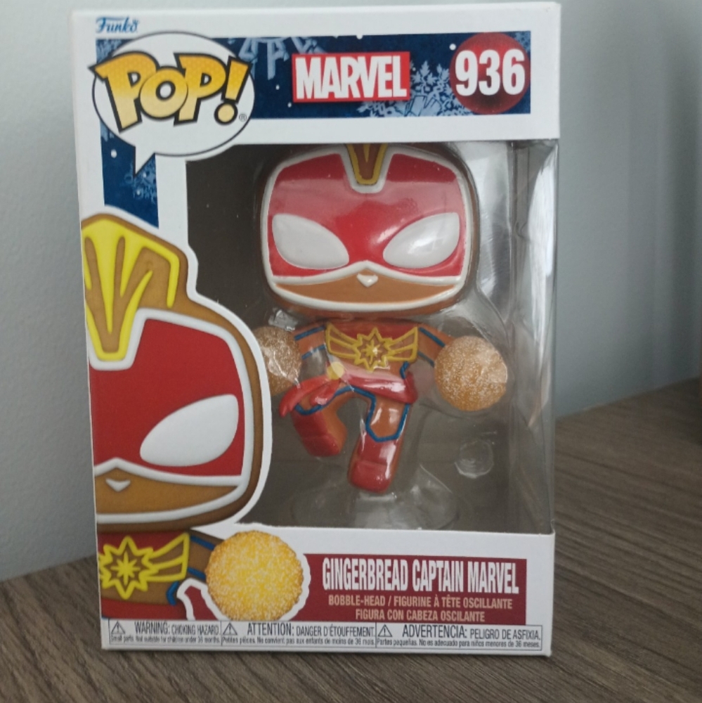Brand New Funko Marvel Gingerbread Captain Marvel Red and Gold Figure